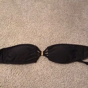 Strapless black bikini top